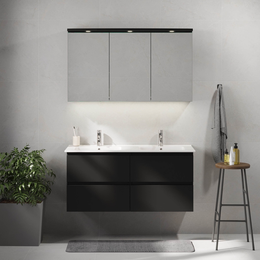 Waschtischunterschrank mit Waschbecken HELSINKI 120 cm schwarz