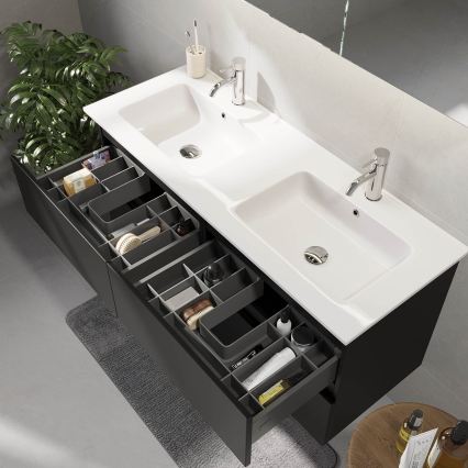 Waschtischunterschrank mit Waschbecken HELSINKI 120 cm schwarz