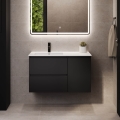 Waschtischunterschrank mit Waschbecken HELSINKI 95 cm, links, schwarz