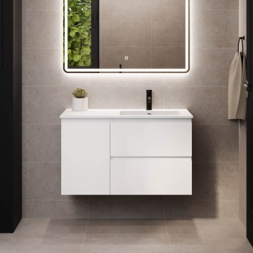 Waschtischunterschrank mit Waschbecken HELSINKI 95 cm rechts/weiß