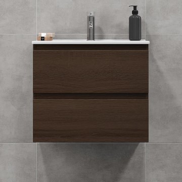 Waschtischunterschrank mit Waschbecken HENRY 61 cm Nussbaum