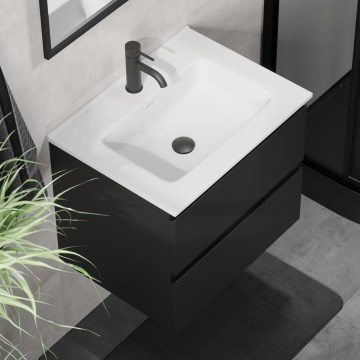 Waschtischunterschrank mit Waschbecken KENWOOD 61x52x47 cm schwarz/weiß