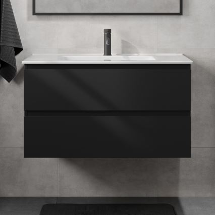 Waschtischunterschrank mit Waschbecken KENWOOD 91 cm schwarz/weiß