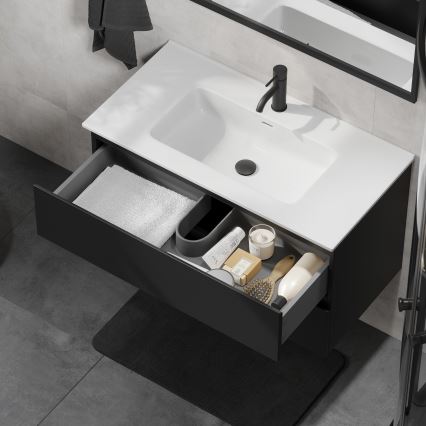 Waschtischunterschrank mit Waschbecken KENWOOD 91 cm schwarz/weiß