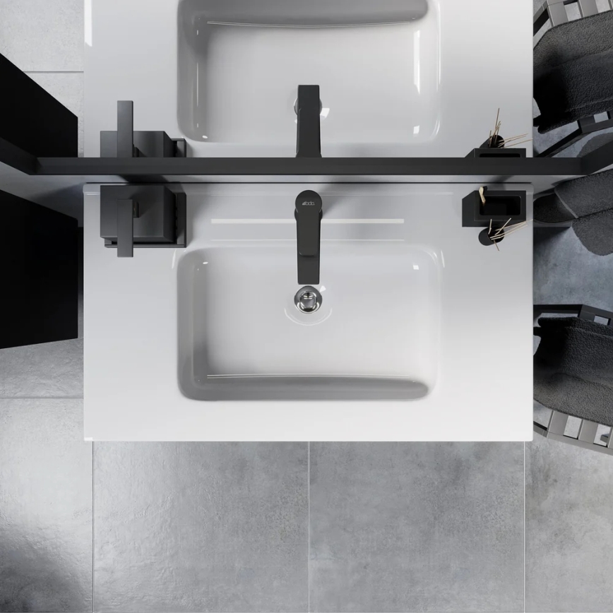 Waschtischunterschrank mit Waschbecken MOLDE, 80 cm, schwarz