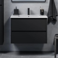 Waschtischunterschrank mit Waschbecken MOLDE 80x55x46 cm schwarz