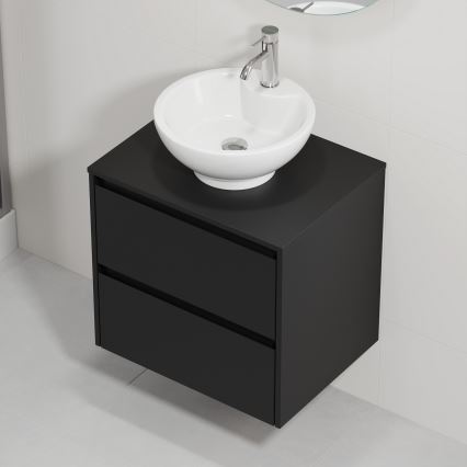 Waschtischunterschrank mit Waschbecken TRONDHEIM/DRAMMEN 60x57x46 cm schwarz/weiß