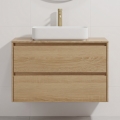 Waschtischunterschrank mit Waschbecken TRONDHEIM/LJORDAL 90x57x46 cm Eiche/Weiß