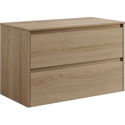 Waschtischunterschrank mit Waschbecken TRONDHEIM/LJORDAL 90x57x46 cm Eiche/Weiß
