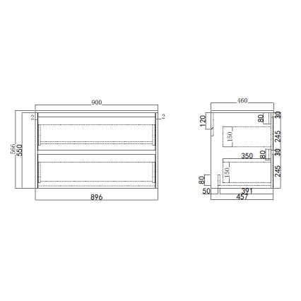 Waschtischunterschrank mit Waschbecken TRONDHEIM/LJORDAL 90x57x46 cm Eiche/Weiß