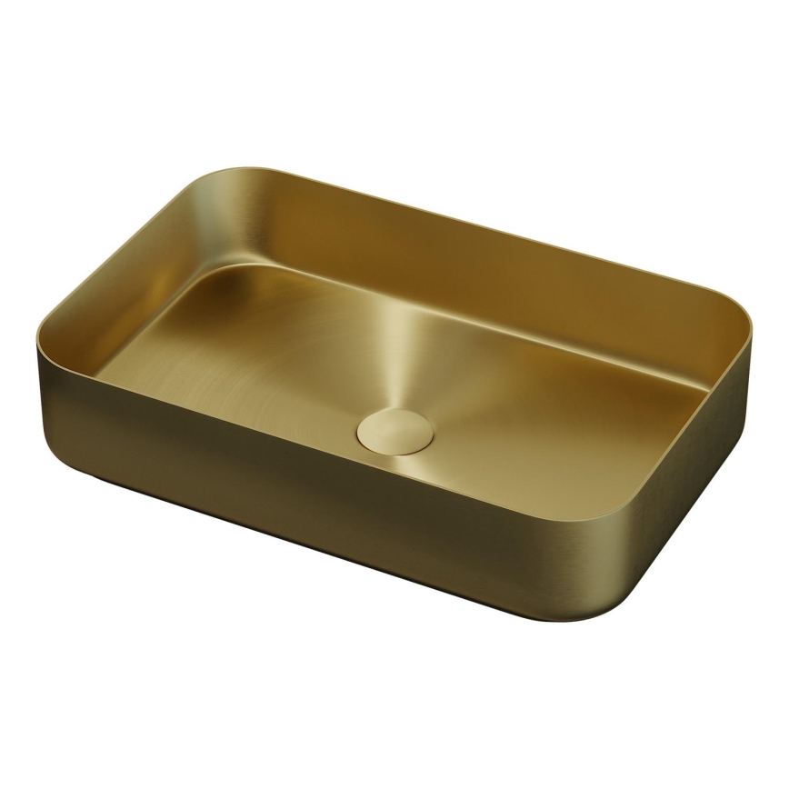 Waschtischunterschrank mit Waschbecken TRONDHEIM/LJORDAL 90x57x46 cm Nussbaum/Messing