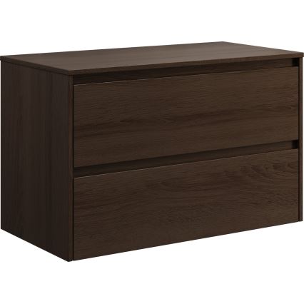 Waschtischunterschrank mit Waschbecken TRONDHEIM/LJORDAL 90x57x46 cm Nussbaum/Weiß