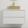 Waschtischunterschrank mit Waschbecken TRONDHEIM/LJORDAL 90x57x46 cm weiß/messing