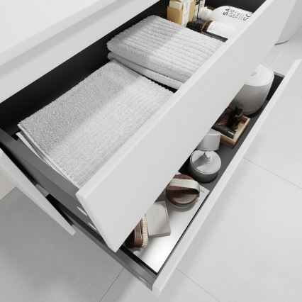 Waschtischunterschrank mit Waschbecken TRONDHEIM/LJORDAL 90x57x46 cm weiß/messing