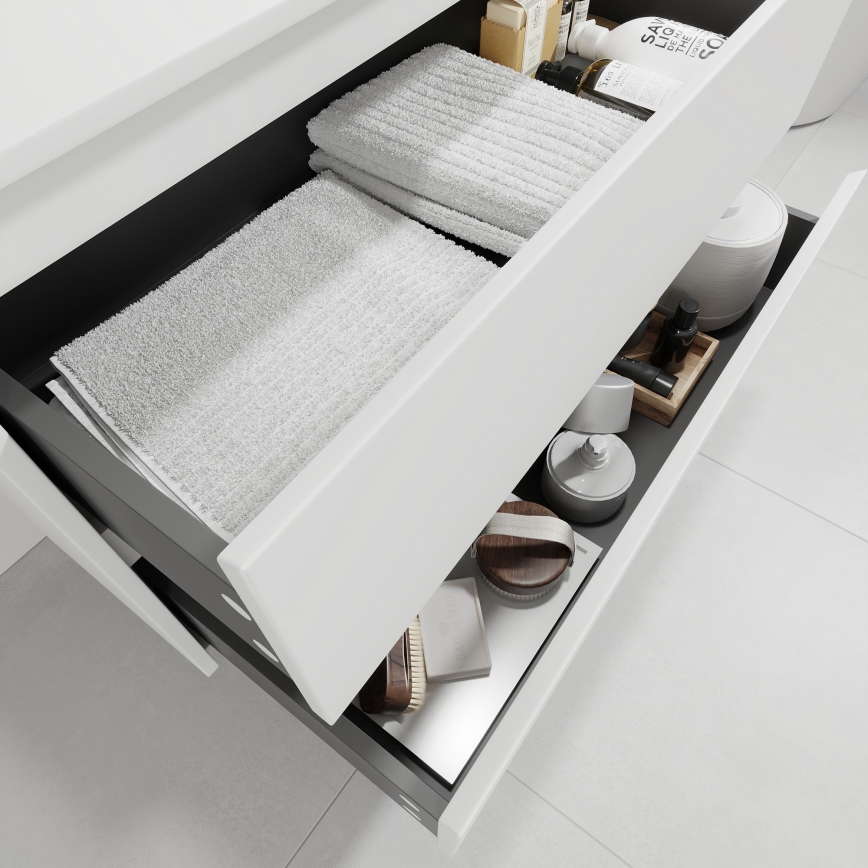 Waschtischunterschrank mit Waschbecken TRONDHEIM/LJORDAL 90x57x46 cm weiß/messing