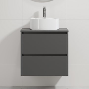 Waschtischunterschrank mit Waschbecken TRONDHEIM/VIKEDAL 60x57x46 cm Anthrazit/Weiß