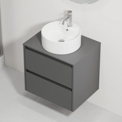 Waschtischunterschrank mit Waschbecken TRONDHEIM/VIKEDAL 60x57x46 cm Anthrazit/Weiß