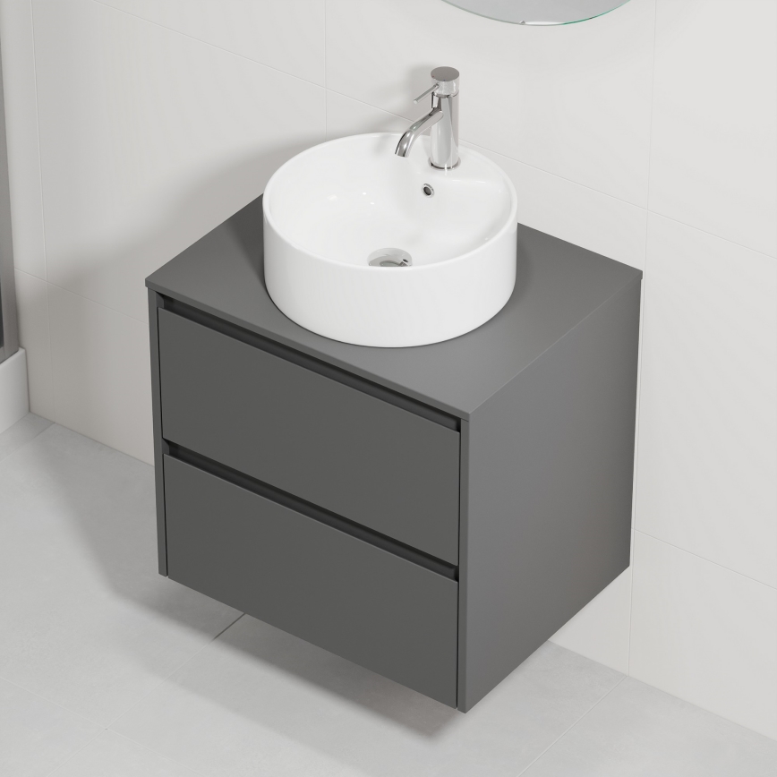 Waschtischunterschrank mit Waschbecken TRONDHEIM/VIKEDAL 60x57x46 cm Anthrazit/Weiß