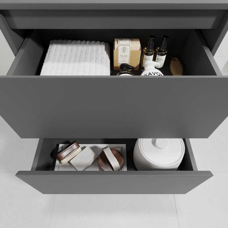 Waschtischunterschrank mit Waschbecken TRONDHEIM/VIKEDAL 60x57x46 cm Anthrazit/Weiß