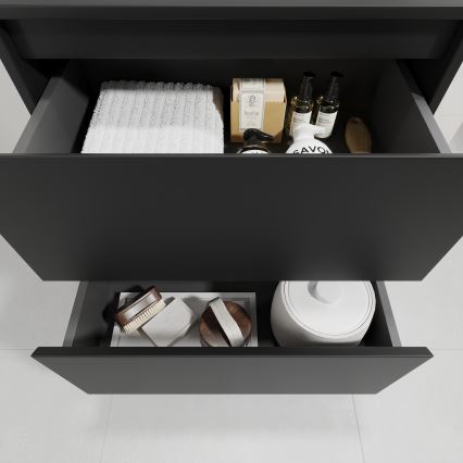 Waschtischunterschrank mit Waschbecken TRONDHEIM/VIKEDAL 60x57x46 cm schwarz/weiß