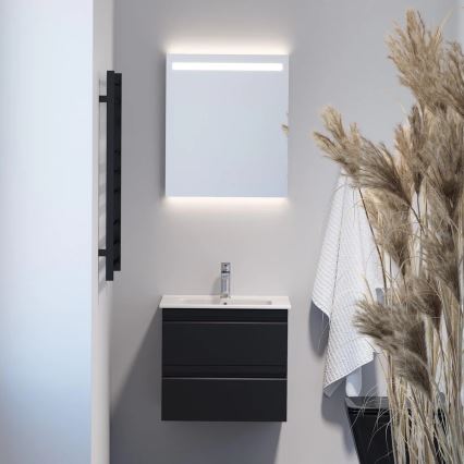 Badezimmerschrank mit Waschbecken VIGO + LED-Wandspiegel mit Hintergrundbeleuchtung LED/10W/230V IP44 schwarz