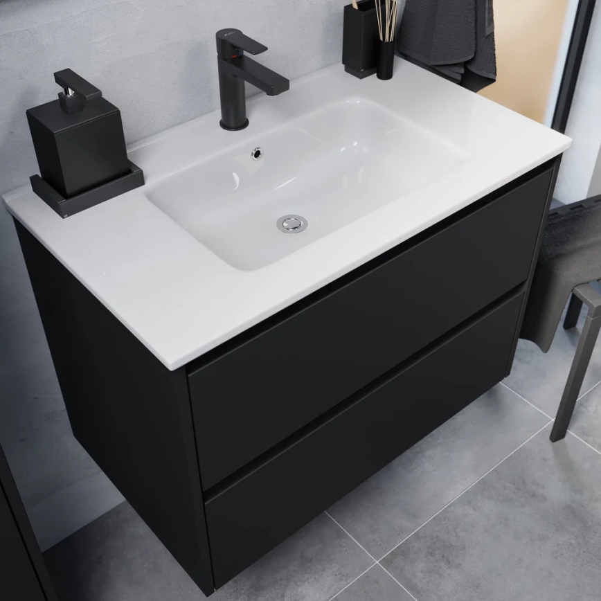 Waschtischunterschrank MOLDE 80x55x46 cm schwarz