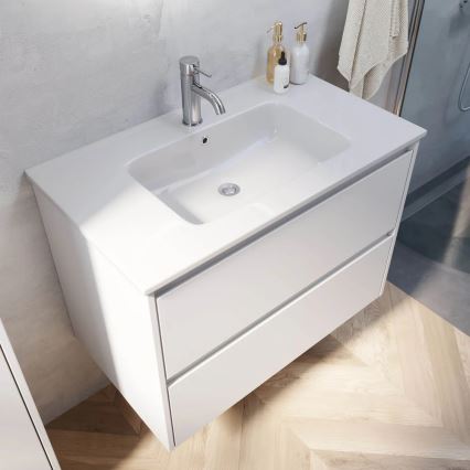 Waschtischunterschrank MOLDE mit Waschbecken, 80x55x46 cm, weiß
