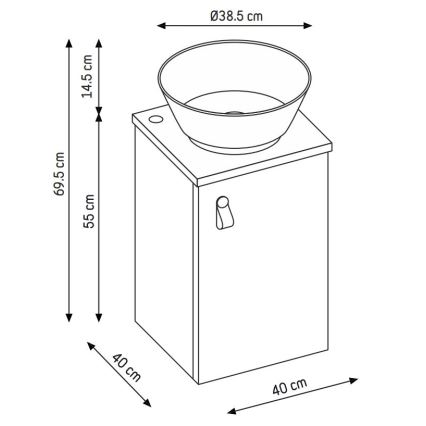 Waschtischunterschrank SOREN mit Waschbecken, schwarz