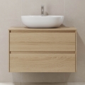 Waschtischunterschrank TRONDHEIM für Waschbecken 90x57x46 cm Eiche