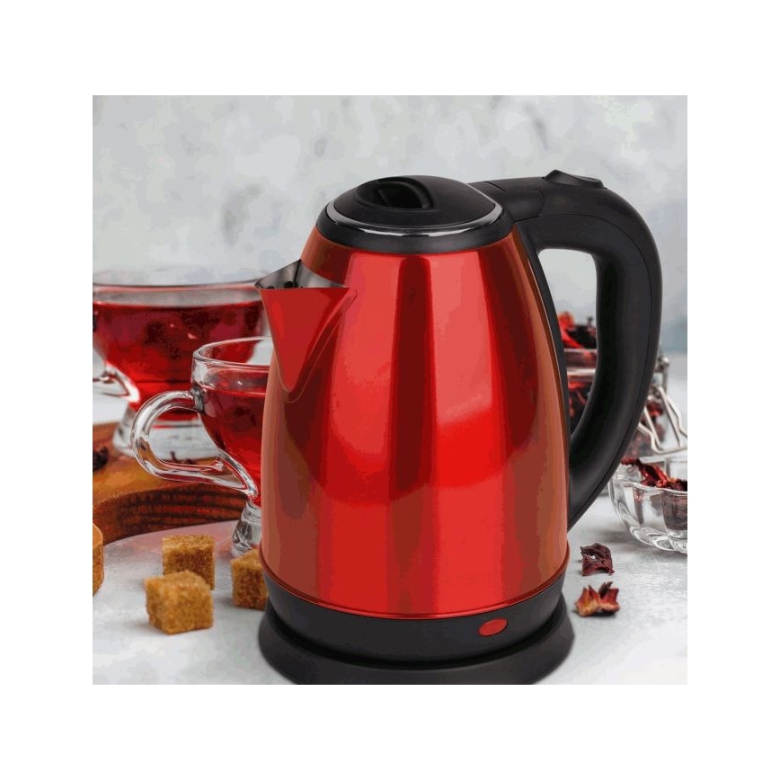 Wasserkocher 1,8 l 1500W/230V Edelstahl rot