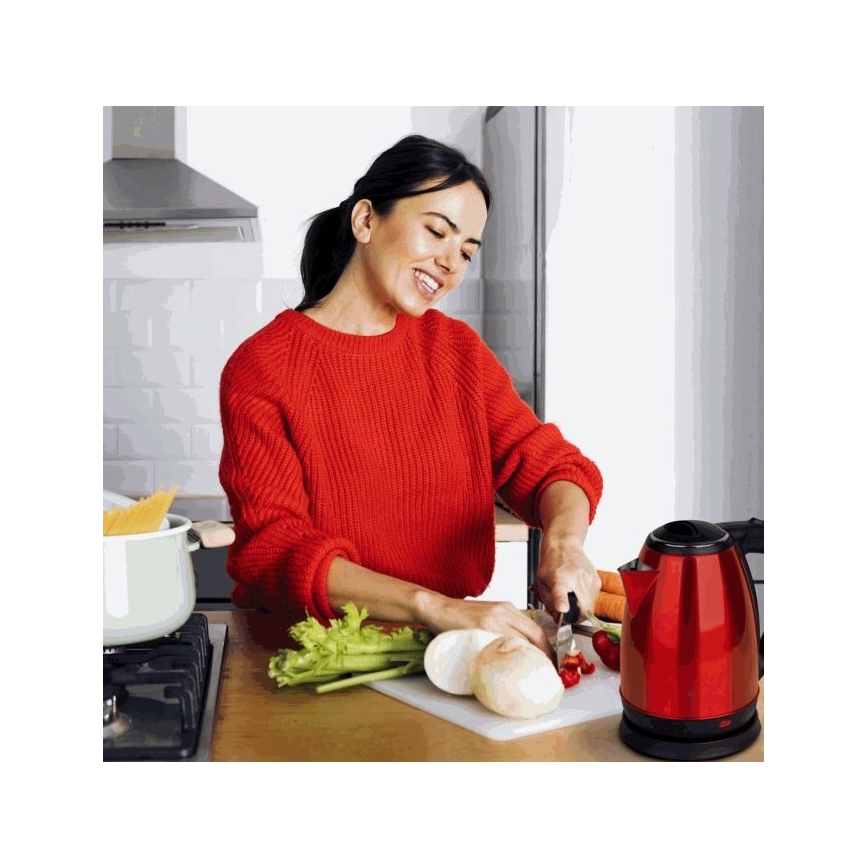 Wasserkocher 1,8 l 1500W/230V Edelstahl rot