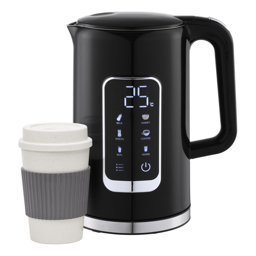 Wasserkocher mit LCD-Anzeige 1,7 l 2200W/230V schwarz + Reisetasse 450 ml