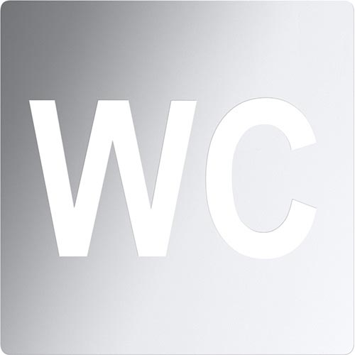 WC-Symbol 12×12 cm, Edelstahl, silberfarben