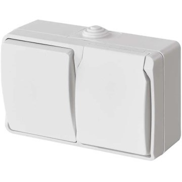 Wechselschalter Nr. 6 mit Steckdose 250V/16A IP44 Weiß