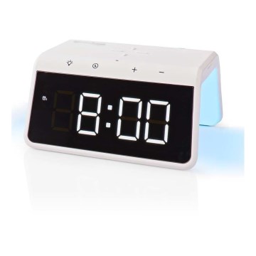 Wecker mit LCD-Display und kabellosem Ladegerät 15W/5V 1xCR2032 weiß