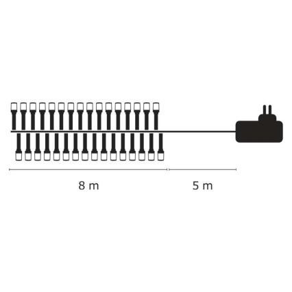 Weihnachtliche LED-Outdoor-Lichterkette 80xLED/13m IP44 warmweiß