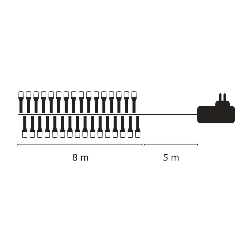 Weihnachtliche LED-Outdoor-Lichterkette 80xLED/13m IP44 warmweiß