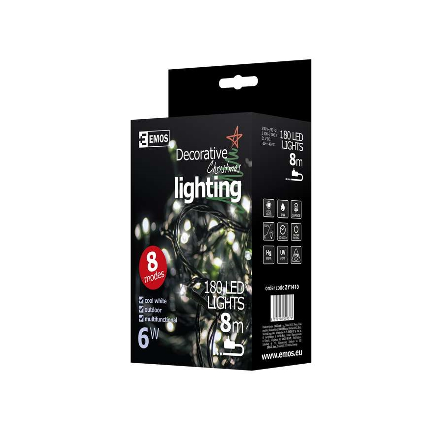 Emos ZY1410 - Weihnachtliche Lichterkette IP44 3m 180xLED
