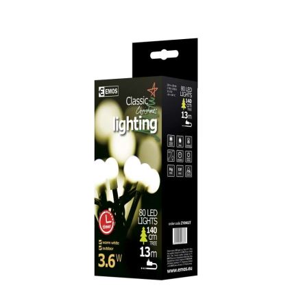 Emos ZY0902T - Weihnachtliche Lichterkette IP44 8m 80xLED