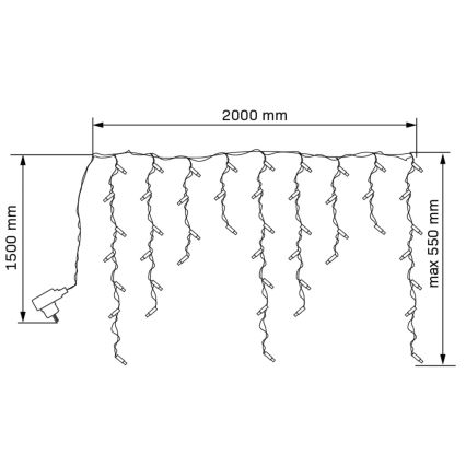 Weihnachtlicher LED-Lichtervorhang ESTELLA 47xLED/8 Funktionen 3,5 m warmweiβ