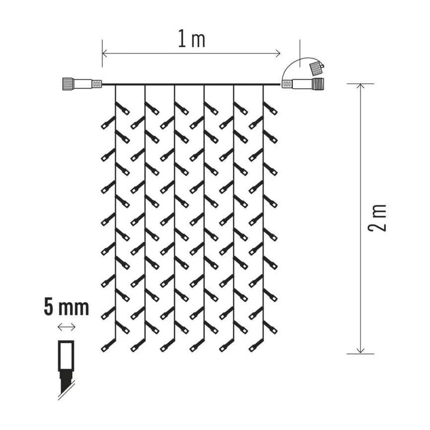 Weihnachtlicher LED-Outdoor-Lichtervorhang 100xLED 2m IP44 kaltweiß