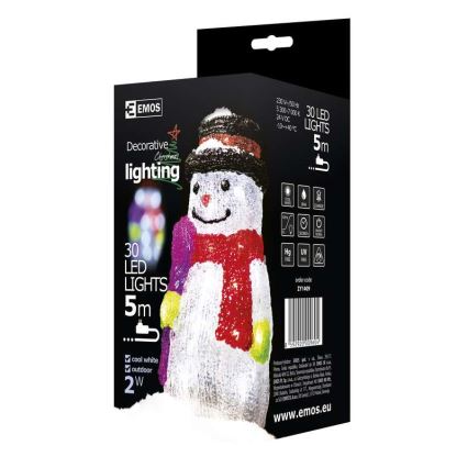 Weihnachtsdeko Schneemann XMAS IP44 30xLED