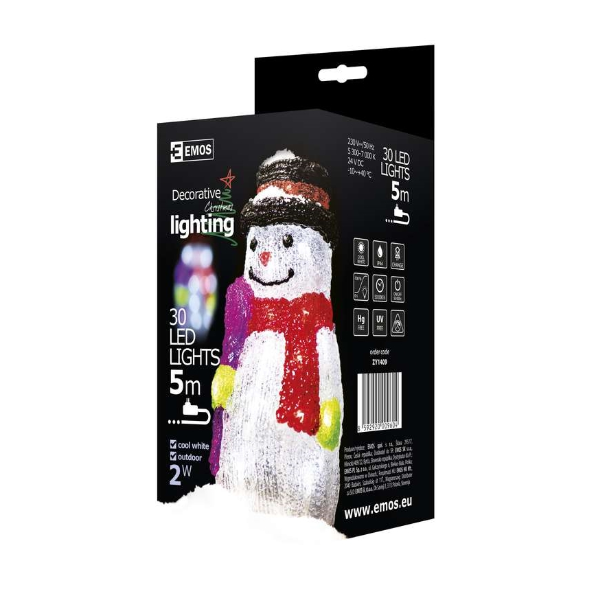 Emos ZY1409 - Weihnachtsdeko Schneemann IP44 30xLED