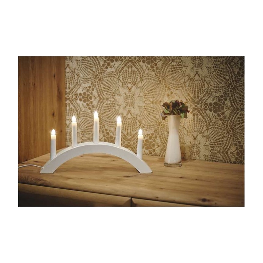Weihnachtskerzenständer 5xE10/15W/230V weiß