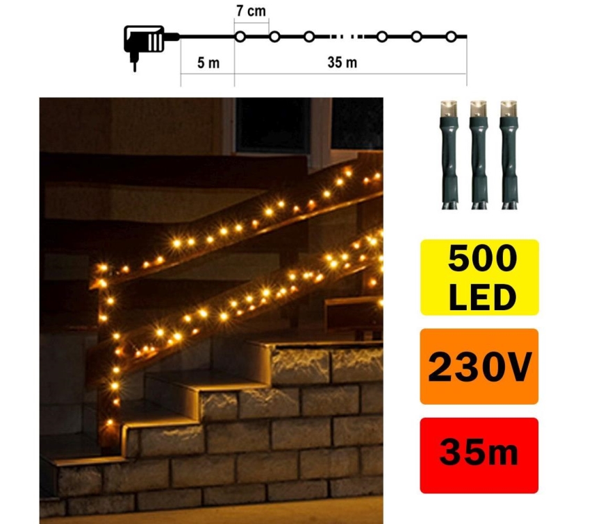 Weihnachtskette für Außenbereich 35m 500xLED/230V warmweiß IP44