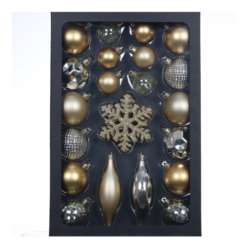 Weihnachtsschmuck-Set 25 Stück golden/silbern