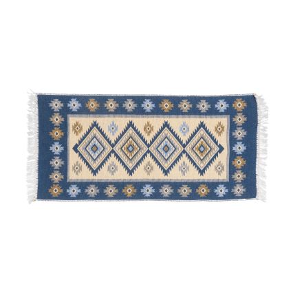 Wendbarer Orientteppich KILIM 80x150 cm blau/beige