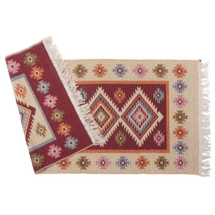 Wendbarer Orientteppich KILIM 80x150 cm Rot/Beige