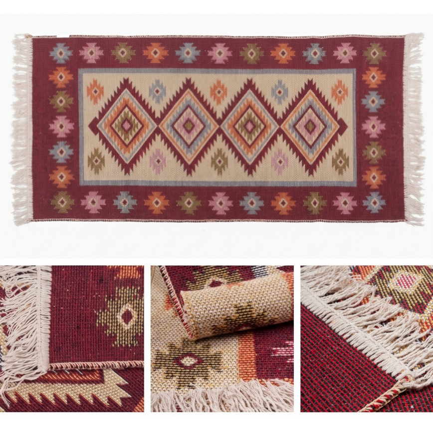 Wendbarer Orientteppich KILIM 80x150 cm Rot/Beige