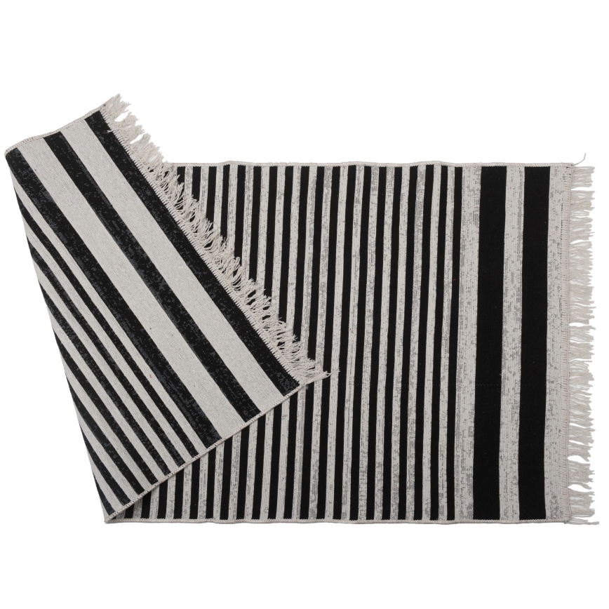 Wendbarer Teppich KILIM GOLD 80x150 cm schwarz/weiß